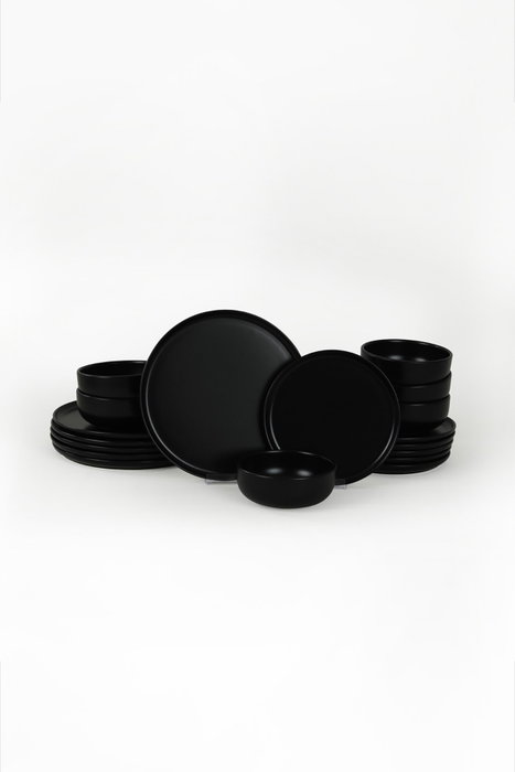Hermia Set de cena de cerámica de 18 piezas - Negro